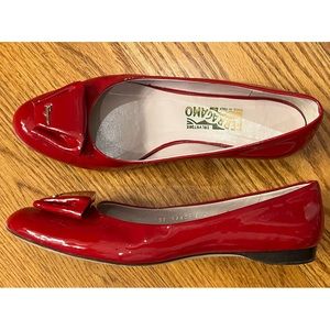 Salvatore Ferragamo Patent Leather Loafers, Red